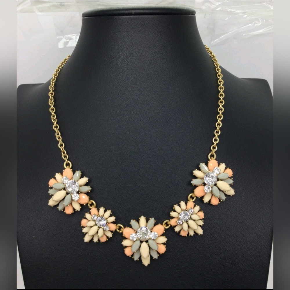 J. Crew Mixed Color Rhinestone Statement Necklace 16" EUC